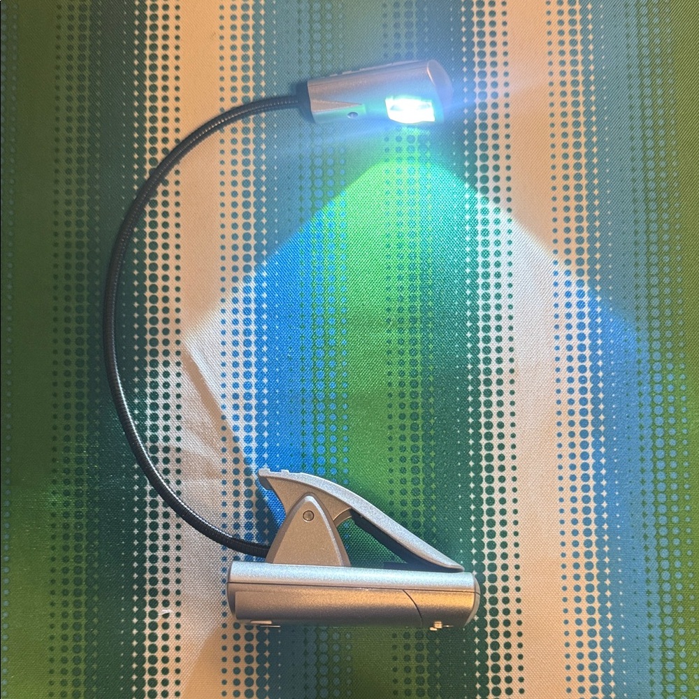 Silver Clip-On LED Reading Light - Flexible Gooseneck